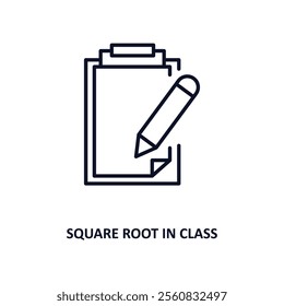square root in class outline icon.  Thin line icon from education collection. Editable vector isolated on white background
