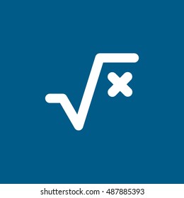 Square Root Flat Icon On Blue Background