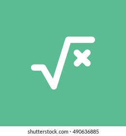 Square Root Flat Icon On Green Background