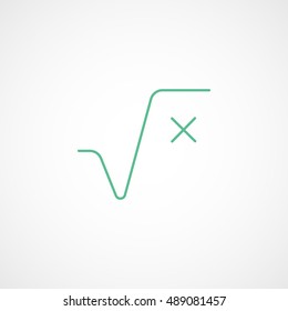 Square Root Green Line Icon On White Background