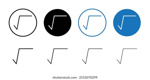 Icono de raíz cuadrada Vector de contorno en blanco y negro