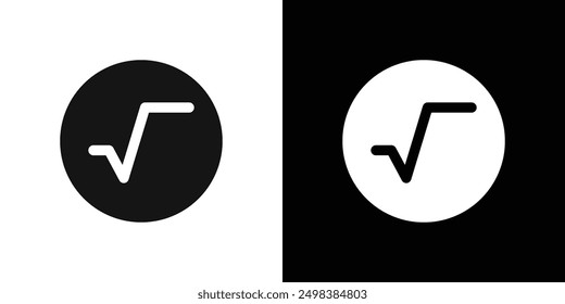 Square root icon flat line symbol set.