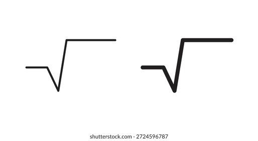 Square root icon glyph and line set thin line symbol concept.