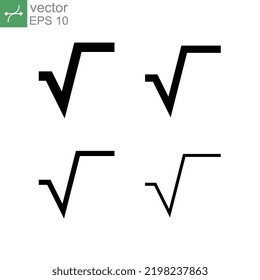 Square Root Icon, Math Symbol, Line Style. Mathematics Formula, Science Equal Calculation. Pictogram Analysis For Web And Mobile App Logo. Vector Illustration Design On White Background. EPS 10