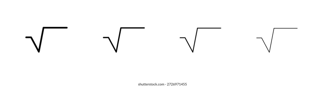 Quadratisches Wurzelsymbol im modernen Strichlinienstil. Vektor 10 eps