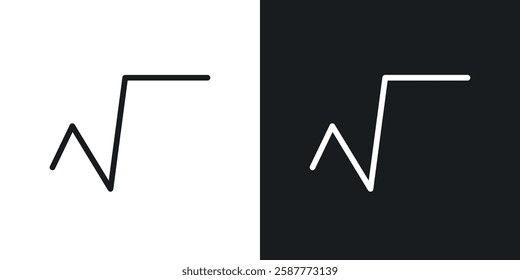 Square root icon set black and white colors. Graphic Vector icons pack