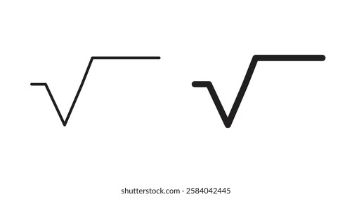 Square root icon set in thin line. vector illustrations for web