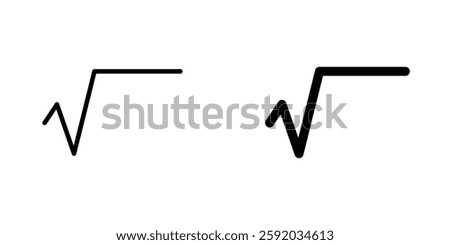 Square root icon symbol collection on white background.