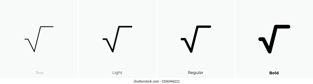 quadratisches Wurzelsymbol. Thin, hellrosa und feines Design einzeln auf weißem Hintergrund