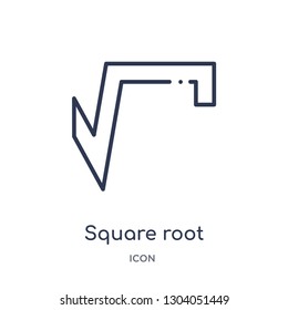 square root icon from user interface outline collection. Thin line square root icon isolated on white background.
