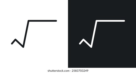 Square root icons collection in black and white filled and line versions