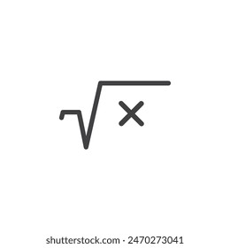 Square root icons. Math root number formula symbol. Mathematic square root of x vector.