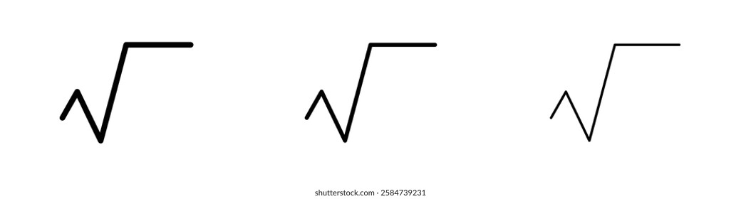 Square root icons in three different stroke lines