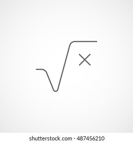 Square Root Line Icon On White Background