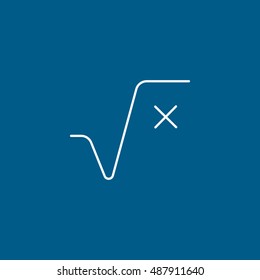 Square Root Line Icon On Blue Background