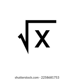 Square root or radical symbol in mathematics. scientific vector illustration isolated on white background.