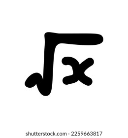 Raíz cuadrada o símbolo radical en matemáticas. ilustración vectorial científica aislada en fondo blanco.