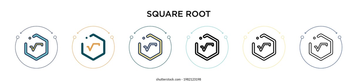 Square Root Sign Icon In Filled, Thin Line, Outline And Stroke Style. Vector Illustration Of Two Colored And Black Square Root Sign Vector Icons Designs Can Be Used For Mobile, Ui, Web