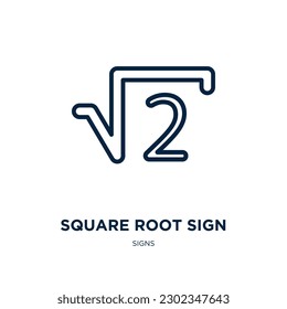 square root sign icon from signs collection. Thin linear square root sign, 1, square outline icon isolated on white background. Line vector square root sign sign, symbol for web and mobile