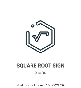 Square Root Sign Outline Vector Icon. Thin Line Black Square Root Sign Icon, Flat Vector Simple Element Illustration From Editable Signs Concept Isolated On White Background