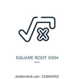 Square Root Sign Thin Line Icon. Square, School Linear Icons From Signs Concept Isolated Outline Sign. Vector Illustration Symbol Element For Web Design And Apps.