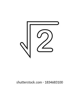 Square Root Of Two On White Background.