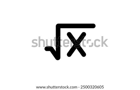 Square root of variable x symbol in mathematics.