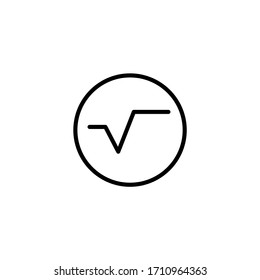 Square root vector icon in linear, outline icon isolated on white background