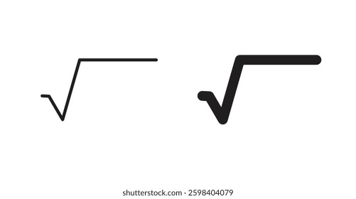 Square root vector icon set in black color.