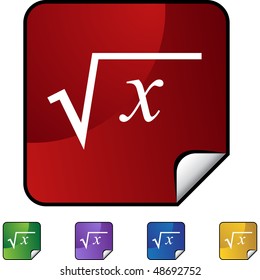 Square Root web button isolated on a background.