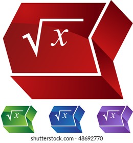 Square Root web button isolated on a background.