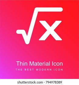 Square root of x math formula red and pink gradient material white icon minimal design