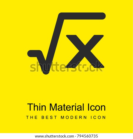 Square root of x math formula bright yellow material minimal icon or logo design