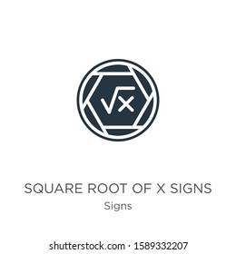 Square root of x signs icon vector. Trendy flat square root of x signs icon from signs collection isolated on white background. Vector illustration can be used for web and mobile graphic design, logo,