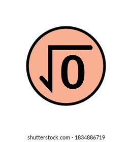 square root of zero on white background.