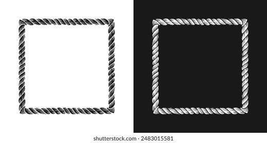 square rope frame on black and white background vector illustration