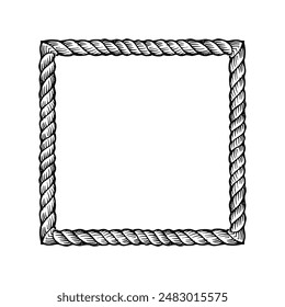 square rope frame on transparent vector illustration