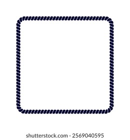 Square rope frame. Thread, hemp twine, jute, steel cable decoration element. Vignette in maritime, yacht or nautical style. Sea or ocean theme ornament. Vector graphic illustration.