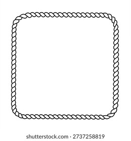 Square rope frame. Twisted nautical border vector outline