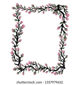 square rose frame on the white background