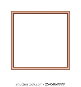 Square rosegold frame. Isolated luxury square pink gold border. Rose gold square frame mockup design element. Vector illustration.