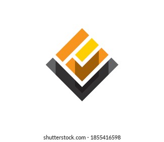 square rotate diagonal monogram anagram lettermark logo of letter L E C U W I J Y V 