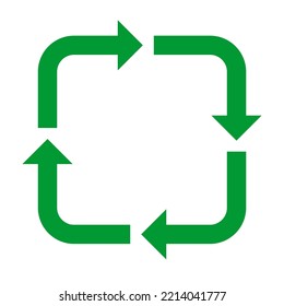 Signo de símbolo de reciclaje de flecha de rotación cuadrada