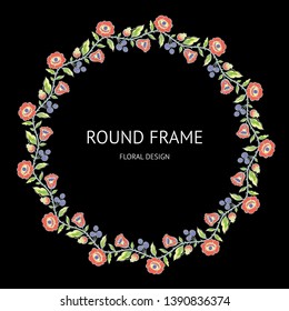 Square round with floral ethnic polkhov-Maydan painting decoration for your design