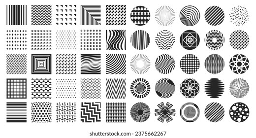 Iconos cuadrados y redondos. Formas geométricas de estilo mínimo, formas abstractas de triángulo de círculo poligonal hexagonal para el diseño del logotipo. Conjunto de vectores de la ilustración de icono de forma cuadrada geométrica
