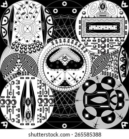 Square and round patterns in monochrome style
