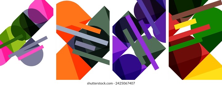 Square and round shape geometric poster set for wallpaper, business card, cover, poster, banner, brochure, header, website