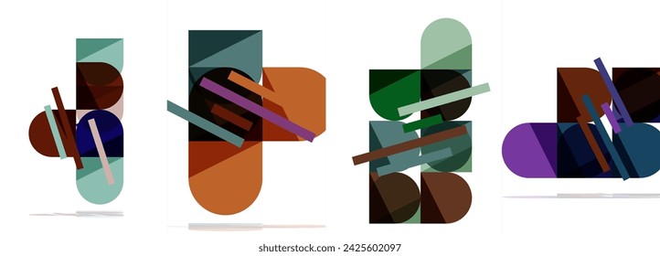 Square and round shape geometric poster set for wallpaper, business card, cover, poster, banner, brochure, header, website