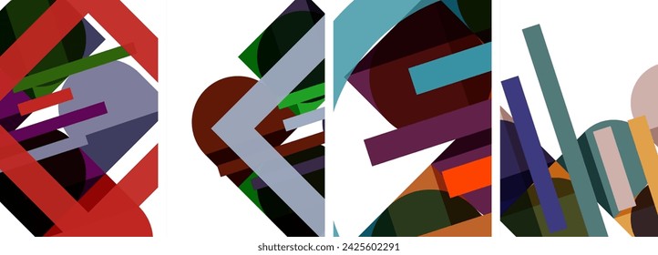 Square and round shape geometric poster set for wallpaper, business card, cover, poster, banner, brochure, header, website
