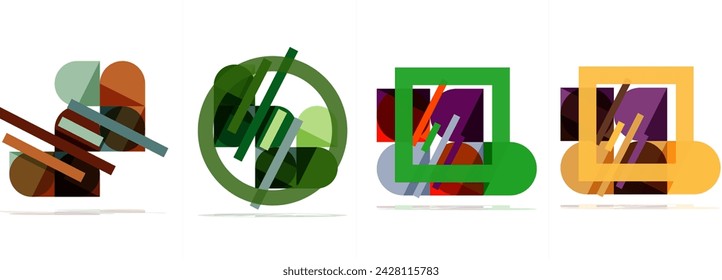 Square and round shape geometric poster set for wallpaper, business card, cover, poster, banner, brochure, header, website